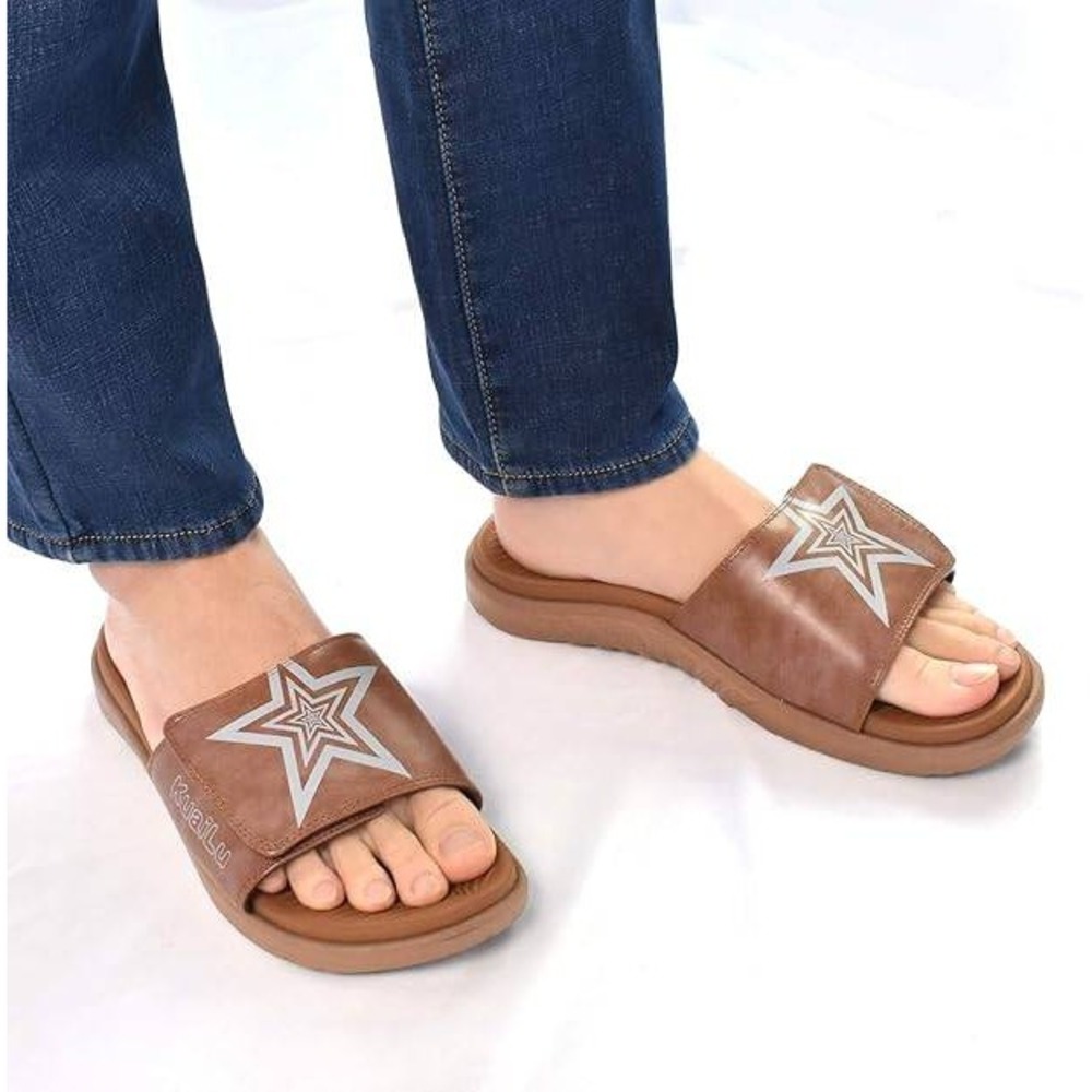 New KuaiLu Mens Slide Sandals Khaki US 10 Orthotic Arch Support Athletic Sport - Picture 4 of 7